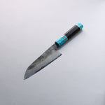 Daisuke Nishida White Steel No.1 Hammered Santoku  165mm Rosewood with Siver Rngs and Blue turquoise Ferrule and End Cap Handle - Japannywholesale