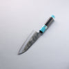 Daisuke Nishida White Steel No.1 Hammered Santoku  165mm Rosewood with Siver Rngs and Blue turquoise Ferrule and End Cap Handle - Japannywholesale