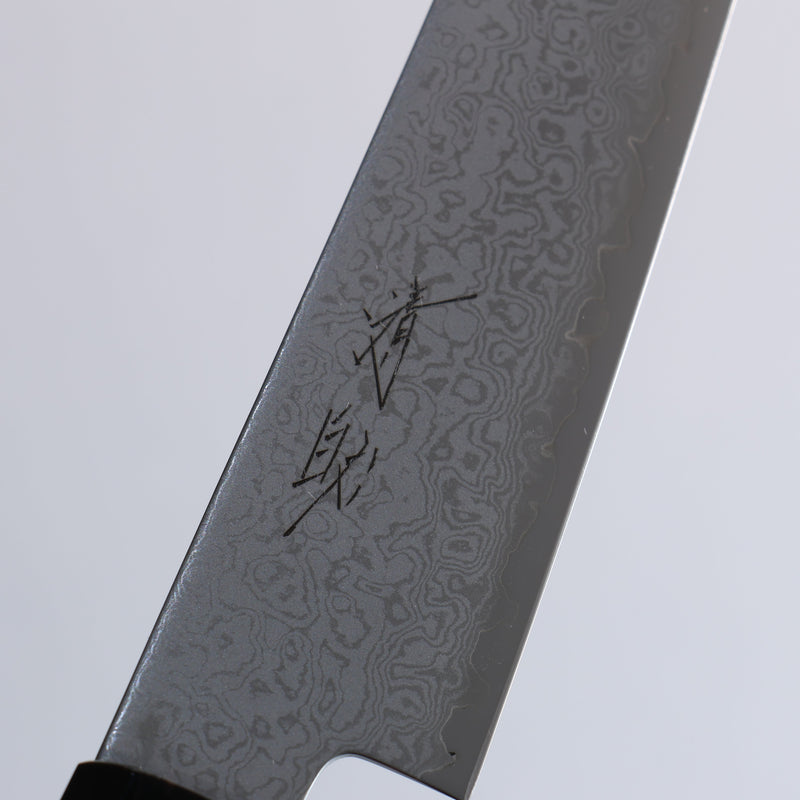 Seisuke VG10 Damascus Petty-Utility  150mm Teak (ferrule: Black Water Buffalo Horn) Handle - Japannywholesale