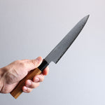 Seisuke VG10 Damascus Petty-Utility  150mm Teak (ferrule: Black Water Buffalo Horn) Handle - Japannywholesale