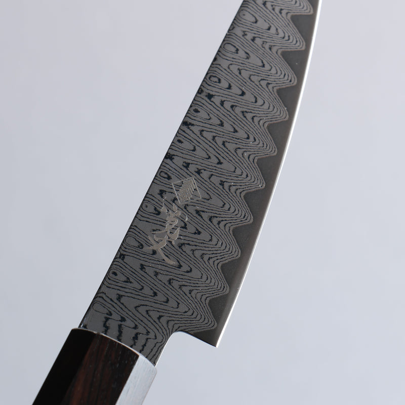 Kanjyo VG10 Damascus Migaki Finished Petty-Utility  105mm Ebony Wood Handle - Japannywholesale