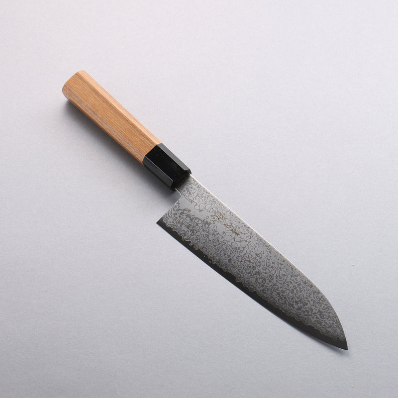 Seisuke VG10 Damascus Santoku  180mm Teak (ferrule: Black Water Buffalo Horn) Handle - Japannywholesale