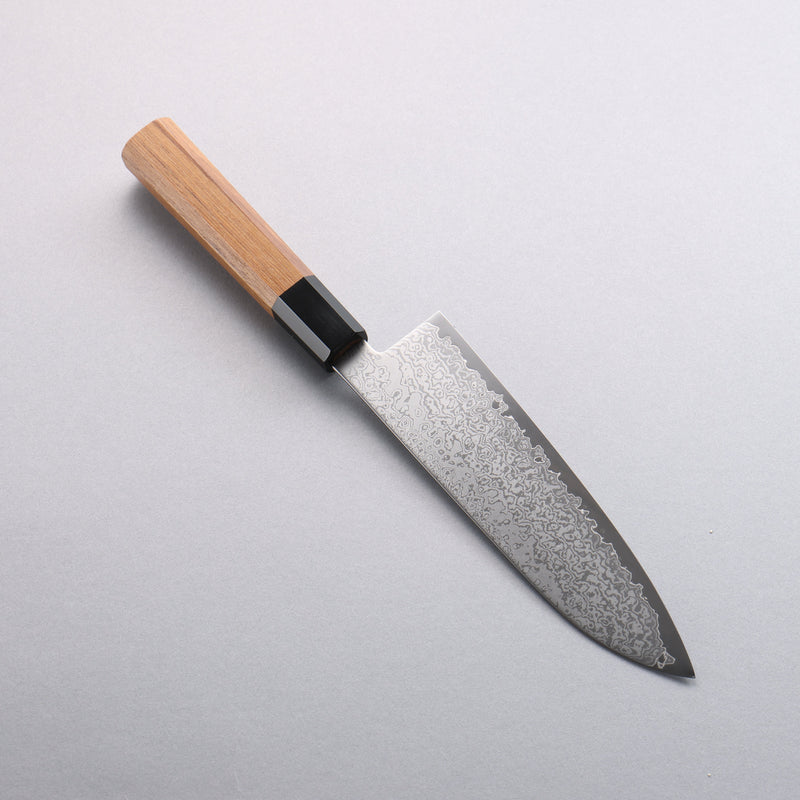 Seisuke VG10 Damascus Santoku  180mm Teak (ferrule: Black Water Buffalo Horn) Handle - Japannywholesale