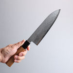 Seisuke VG10 Damascus Santoku  180mm Teak (ferrule: Black Water Buffalo Horn) Handle - Japannywholesale