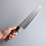 Seisuke VG10 Damascus Gyuto  210mm Teak (ferrule: Black Water Buffalo Horn) Handle - Japannywholesale