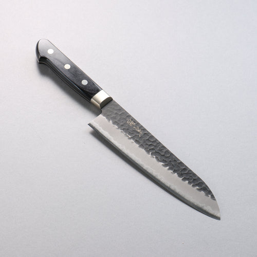 Seisuke Blue Super Hammered Black Finished Santoku  180mm Black Pakka wood Handle - Japannywholesale