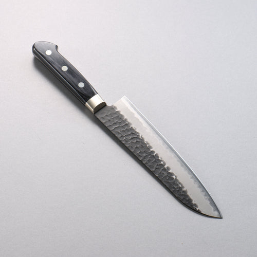 Seisuke Blue Super Hammered Black Finished Santoku  180mm Black Pakka wood Handle - Japannywholesale