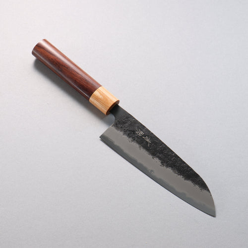 Seisuke Blue Super Black Nashiji Santoku  170mm Rosewood (Ferrule: White Pakka Wood) Handle - Japannywholesale