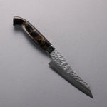 Yuto Kawagoe VG10 Hammered Migaki Finished Kiritsuke Petty-Utility  125mm Brown Acrylic Handle - Japannywholesale