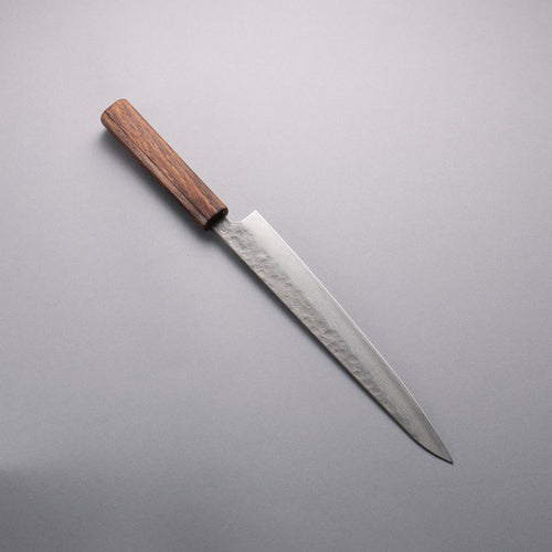 Seisuke Stainless Steel 440C Hammered Damascus Sujihiki  240mm Oak Handle - Japannywholesale