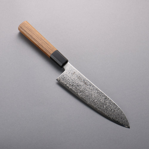 Seisuke SG2 Damascus Migaki Finished Santoku  180mm Teak (ferrule: Black Water Buffalo Horn) Handle - Japannywholesale