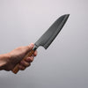 Kamo Hamono VG10 Damascus Santoku  165mm Brown Pakka wood Handle - Japannywholesale