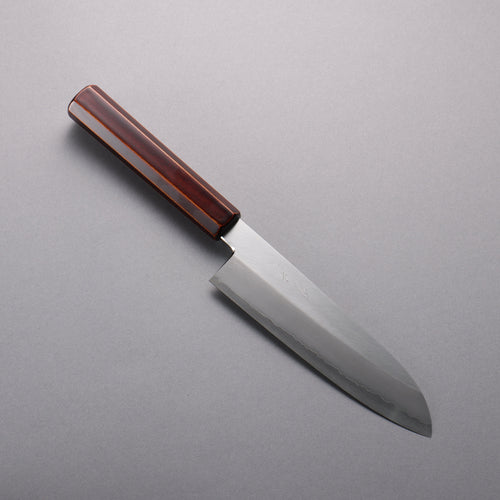 Hado Silver Steel No.3 Migaki Finished Santoku  180mm Lacquered (Kijiro-nuri) Handle - Japannywholesale