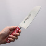 Sakai Takayuki Grand Chef Grand Chef Swedish Steel-stn Santoku  180mm Red Micarta Handle - Japannywholesale