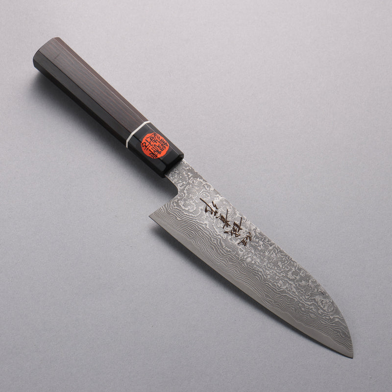 Shigeki Tanaka Habakiri SG2 Damascus Santoku  165mm Ebony Wood Handle - Japannywholesale