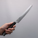 Tessen by Tanaka Tamahagane Mirrored Finish Sakimaru Yanagiba  240mm Ebony Wood Handle with Sheath - Japannywholesale