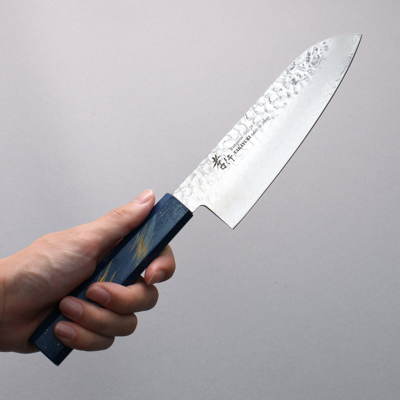 Sakai Takayuki VG10 33 Layer Damascus Santoku  170mm Live oak Lacquered (Saiseki) Handle - Japannywholesale