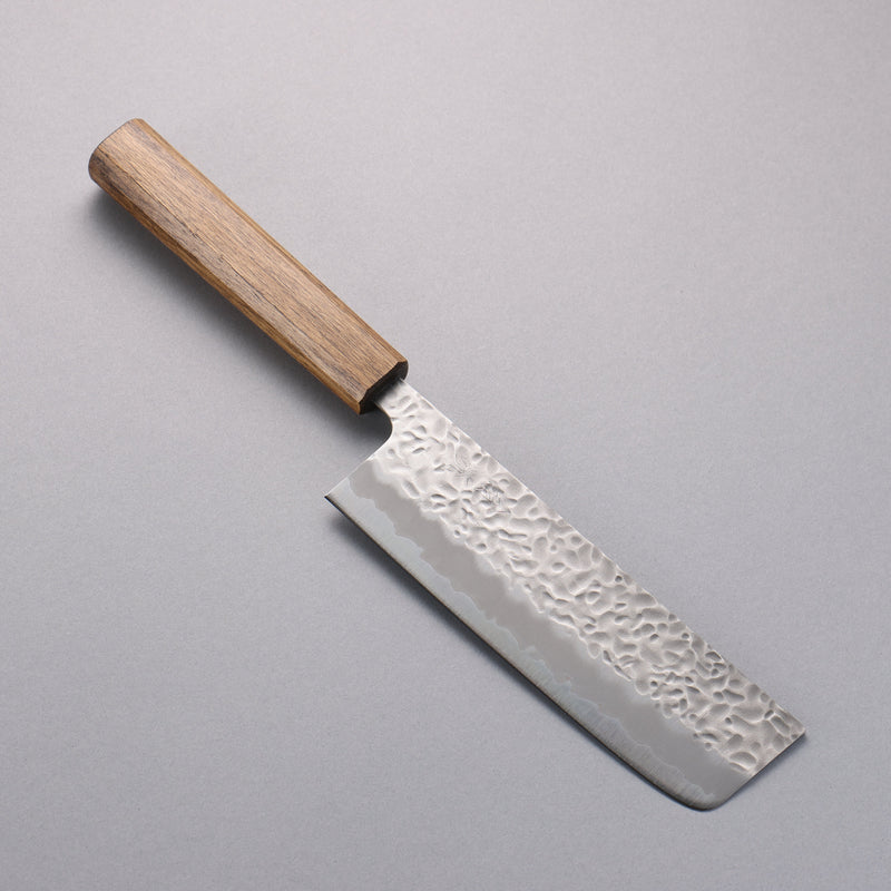 Oul White Steel No.1 Hammered Nakiri  165mm Oak Handle - Japannywholesale