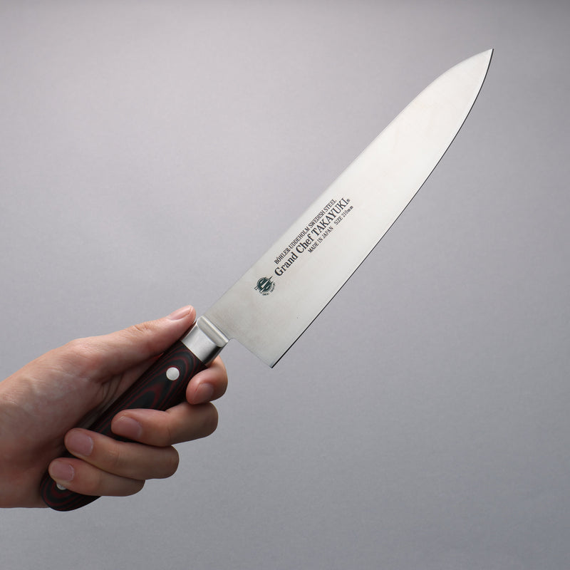 Sakai Takayuki Grand Chef Grand Chef Swedish Steel-stn Gyuto  210mm Brown Micarta Handle - Japannywholesale