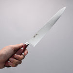 Seisuke VG10 33 Layer Mirrored Finish Damascus Sujihiki  240mm Red Pakka wood Handle - Japannywholesale