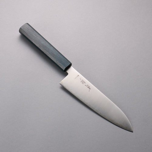 Seisuke Blue Super Migaki Polish Finish Santoku  180mm Blue Lacquered Handle - Japannywholesale