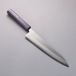 Seisuke White Steel No.1 Migaki Polish Finish Gyuto  240mm Oak with Purple Lacquer Handle - Japannywholesale