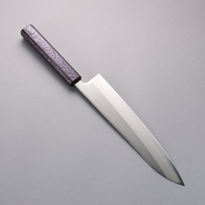 Seisuke White Steel No.1 Migaki Polish Finish Gyuto  240mm Oak with Purple Lacquer Handle - Japannywholesale