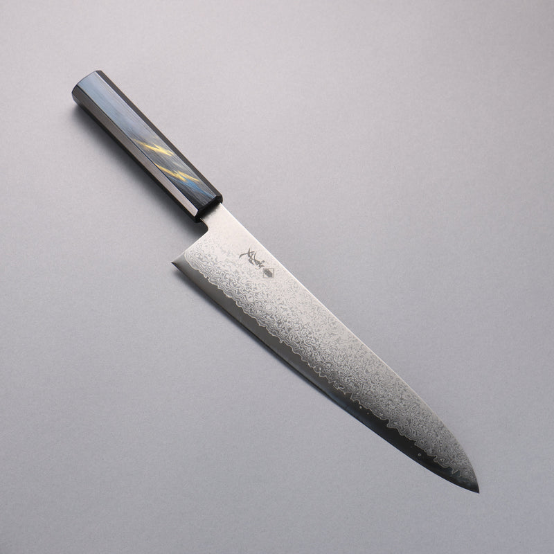 Kanjyo VG10 Damascus Gyuto  240mm Dark Blue and Gold Lacquered Handle - Japannywholesale