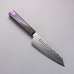 Sakai Takayuki Rinnou VG10 33 Layer Damascus Kengata Santoku Japanese Knife 160mm Purple Lacquered  Handle - Japannywholesale