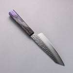 Sakai Takayuki Rinnou VG10 33 Layer Damascus Kengata Santoku Japanese Knife 160mm Purple Lacquered  Handle - Japannywholesale