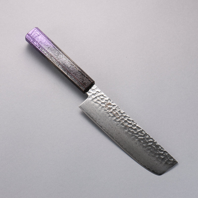 Sakai Takayuki Rinnou VG10 33 Layer Damascus Nakiri Japanese Knife 160mm Purple Lacquered  Handle - Japannywholesale