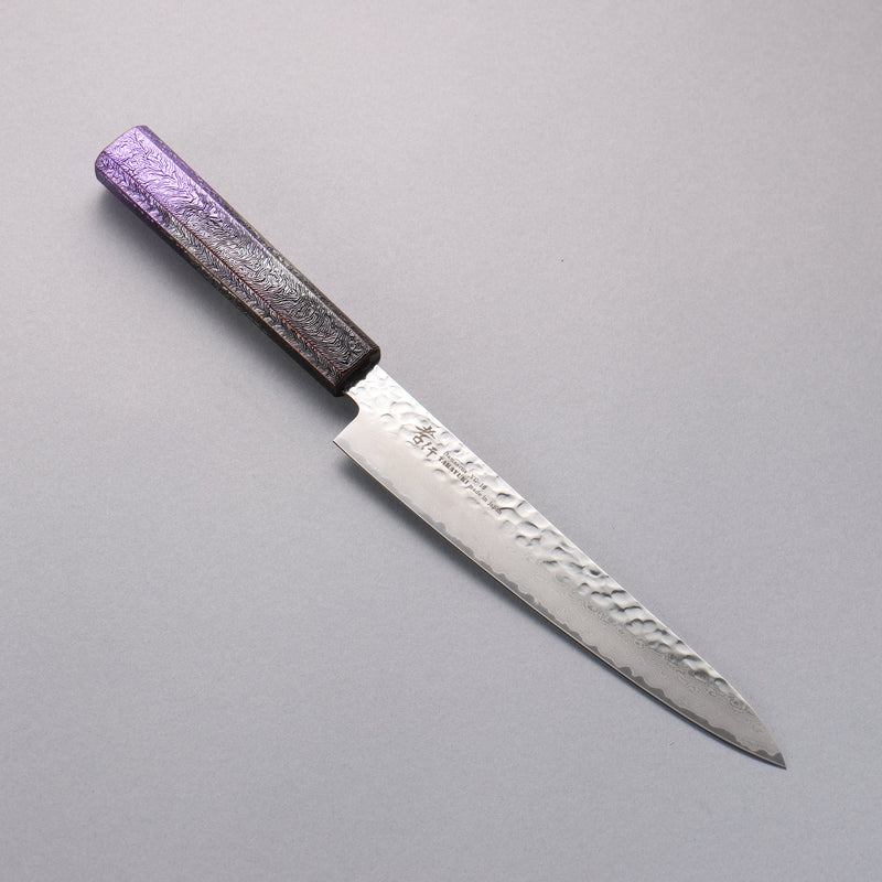 Sakai Takayuki Rinnou VG10 33 Layer Damascus Petty-Utility Japanese Knife 180mm Purple Lacquered  Handle - Japannywholesale