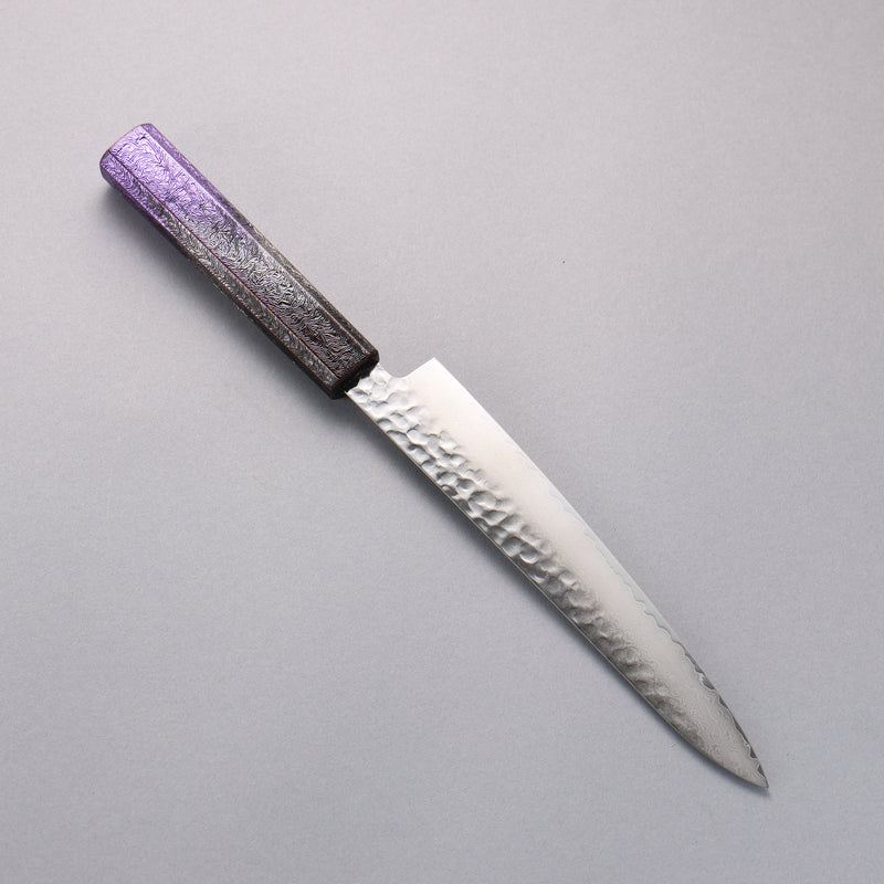 Sakai Takayuki Rinnou VG10 33 Layer Damascus Petty-Utility Japanese Knife 180mm Purple Lacquered  Handle - Japannywholesale