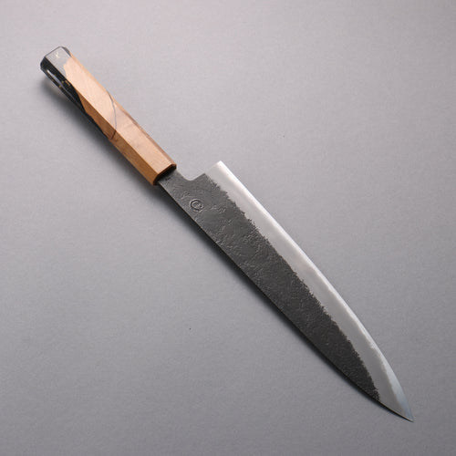 Tomoe Hozan White Steel No.2 Black Finished Gyuto  240mm Olive Tree and Black Resin Handle - Japannywholesale