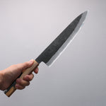 Tomoe Hozan White Steel No.2 Black Finished Gyuto  240mm Olive Tree and Black Resin Handle - Japannywholesale