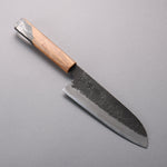 Tomoe Hozan White Steel No.2 Black Finished Santoku  180mm Olive Tree and Black Resin Handle - Japannywholesale