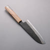 Tomoe Hozan White Steel No.2 Black Finished Santoku  180mm Olive Tree and Black Resin Handle - Japannywholesale