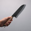 Tomoe Hozan White Steel No.2 Black Finished Santoku  180mm Olive Tree and Black Resin Handle - Japannywholesale