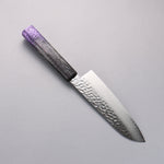 Sakai Takayuki Rinnou VG10 33 Layer Damascus Santoku Japanese Knife 170mm Purple Lacquered  Handle - Japannywholesale