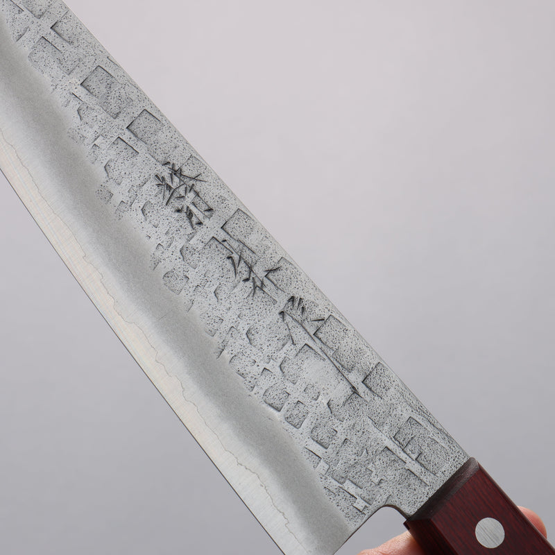 Nao Yamamoto Silver Steel No.3 Nashiji Hammered(square) Gyuto  210mm Red Pakka wood Handle - Japannywholesale