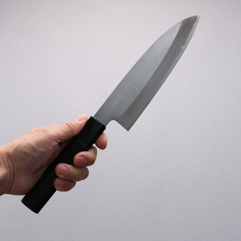 Minamoto Akitada Blue Steel No.2 Kasumitogi Santoku  180mm Ebony Wood Handle - Japannywholesale