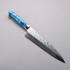 Takeshi Saji SPG STRIX Hammered Migaki Finished Gyuto  210mm Blue and White Acrylic Handle - Japannywholesale