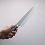 Takeshi Saji SPG STRIX Hammered Migaki Finished Gyuto  210mm White and Black Marble Acrylic Handle - Japannywholesale