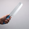 Takeshi Saji SPG STRIX Hammered Migaki Finished Nakiri  165mm Blue and White Acrylic Handle - Japannywholesale