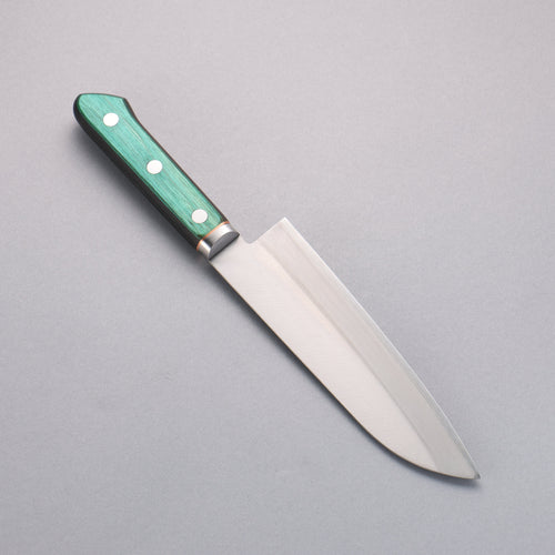 Sakai Kikumori Blue Steel No.1 Santoku Japanese Knife 165mm Green Pakka wood Handle - Japannywholesale