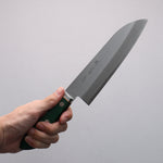 Sakai Kikumori Blue Steel No.1 Santoku Japanese Knife 165mm Green Pakka wood Handle - Japannywholesale