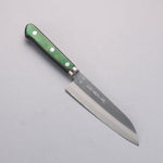 Sakai Kikumori Blue Steel No.1 Small Santoku Japanese Knife 140mm Green Pakka wood Handle - Japannywholesale