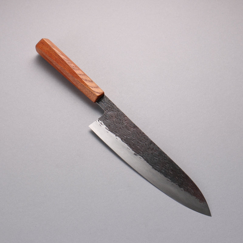 Isamitsu Abe White Steel No.1 Hammered Gyuto  210mm Oak (pentagonal) Handle - Japannywholesale