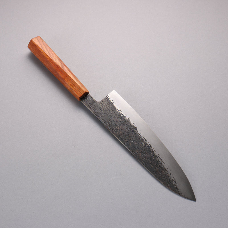 Isamitsu Abe White Steel No.1 Hammered Gyuto  210mm Oak (pentagonal) Handle - Japannywholesale