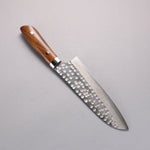 Takeshi Saji SRS13 Damascus Hammered(Maru) Santoku  180mm Ironwood Handle - Japannywholesale